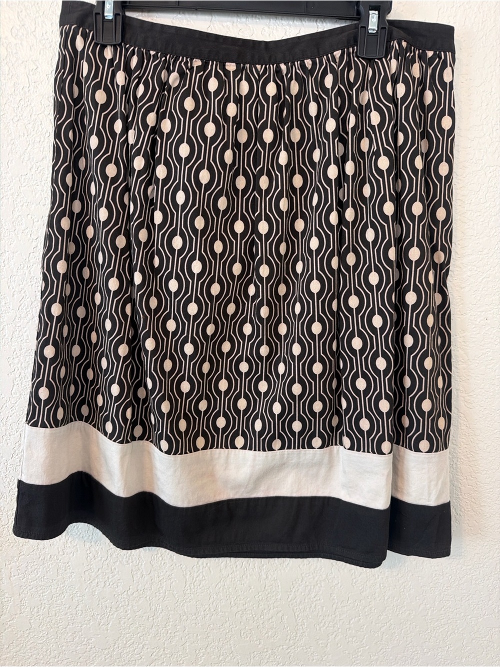 Talbots Womens Brown and Cream Patterned A-Line Skirt